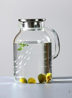 加厚耐热玻璃冷带水壶家PPY用大容高硼硅玻壶璃凉水刻度凉开水量