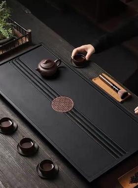 茶金石茶盘家用办公简约桌面款嵌入式茶盘乌带排水托CTQ盘型沥水