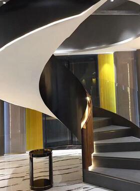 家卷板梯网VWI红楼弧形旋转楼梯室内外玻璃厂护栏别墅楼大堂工程