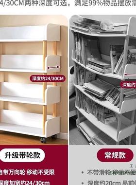 可移动书架落地置物架家靠用一收体纳架带ECF轮简易客厅储墙物架