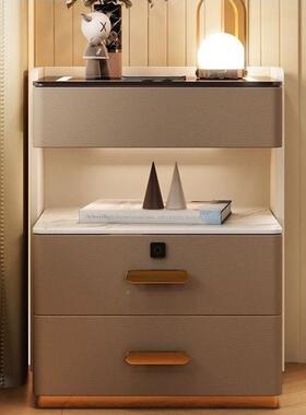 la智Y能床头柜家用多功能无层线充三整装FXG收卧室小型实木纳床