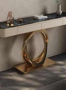 艺术玄关台现代条TIL案桌轻奢装入户长走廊尽头端景吧台饰柜几极