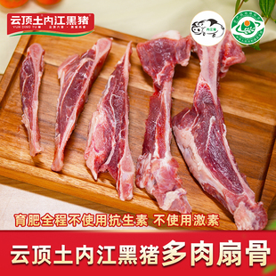 云顶土内江黑猪无抗手抓扇子骨带肉生鲜新鲜扇骨【保种场直供】