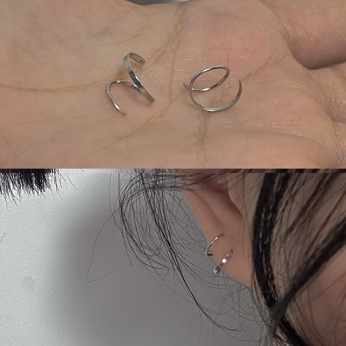 新款s925纯银旋转耳钉女双耳洞耳饰抗过敏养耳洞简约气质百搭耳线