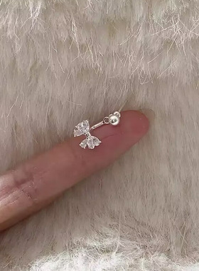 甜美锆石蝴蝶结后挂式耳钉女小众设计超闪耳环高级感耳饰气质款