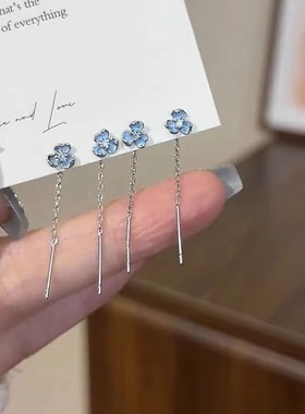 蓝色鸢尾花耳线2025春夏新款爆款耳环高级感气质耳饰时尚耳坠耳饰