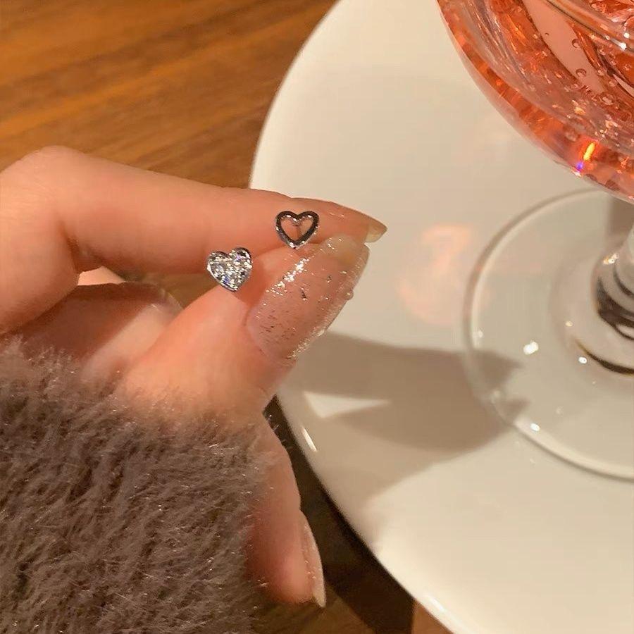 睡觉免摘s925银针精致小巧螺丝拧扣爱心耳钉女轻奢爱心耳骨耳蜗钉