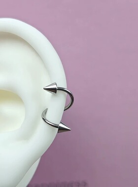 S型耳骨钉恶魔唇环马蹄环辣妹S环钛钢辣妹耳钉穿刺耳饰品拒绝过敏