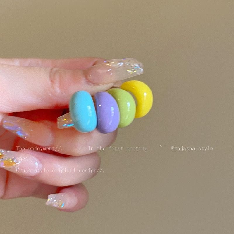 多巴胺C型耳钉~2024新款爆款韩国简约耳圈耳环小众设计糖果色耳饰