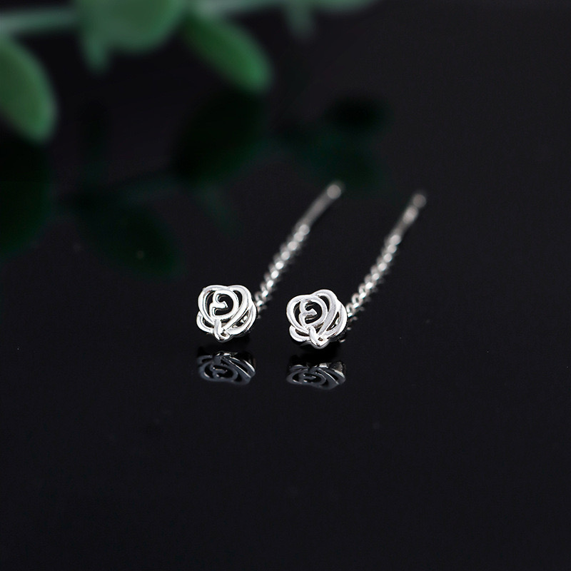 玫瑰花耳线女简约个性气质小众流苏花朵耳环2025年秋冬新款耳饰潮