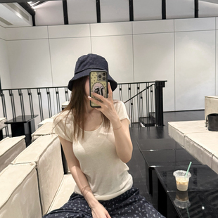 新款 时尚 2025夏季 女装 T恤 设计感百搭款 丝光羊毛韩系极简短袖