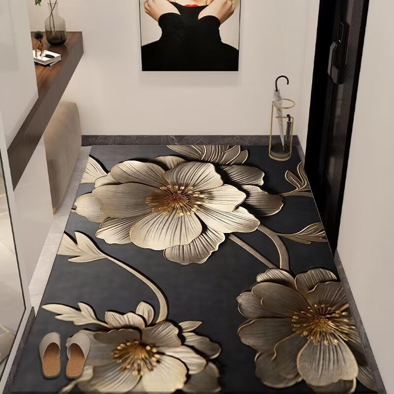 硅藻泥轻奢高端地垫卫生间吸水速干卡通脚垫子浴室3d立体地垫防滑