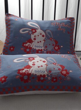 棉儿童枕巾单条装42*63c纯全m棉纱布加厚枕学生单人头巾46171中号