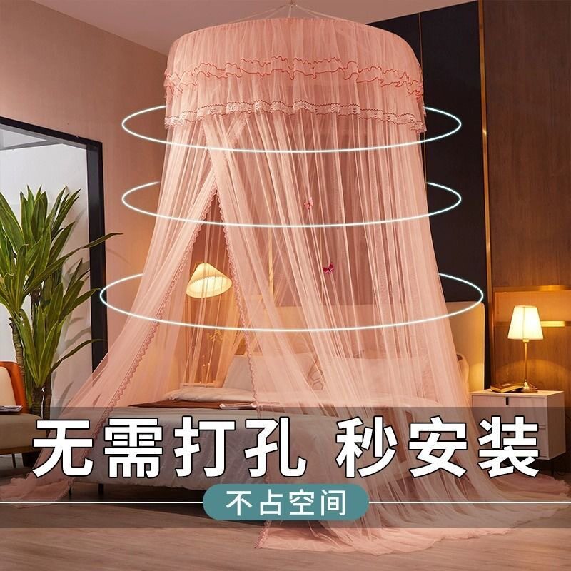 挂顶蚊帐家用吊顶式圆顶公主卧室加厚加密2025新款落地无需支架夏