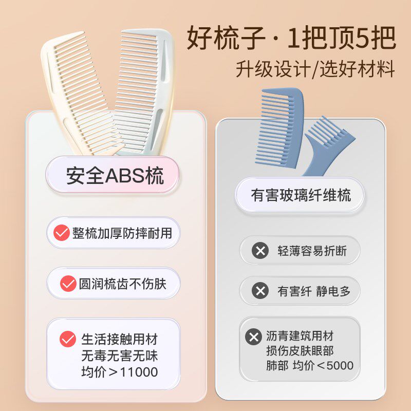 速发高颜值梳子士长发卷发专用宽齿防静电家用美发尖尾梳大齿直发