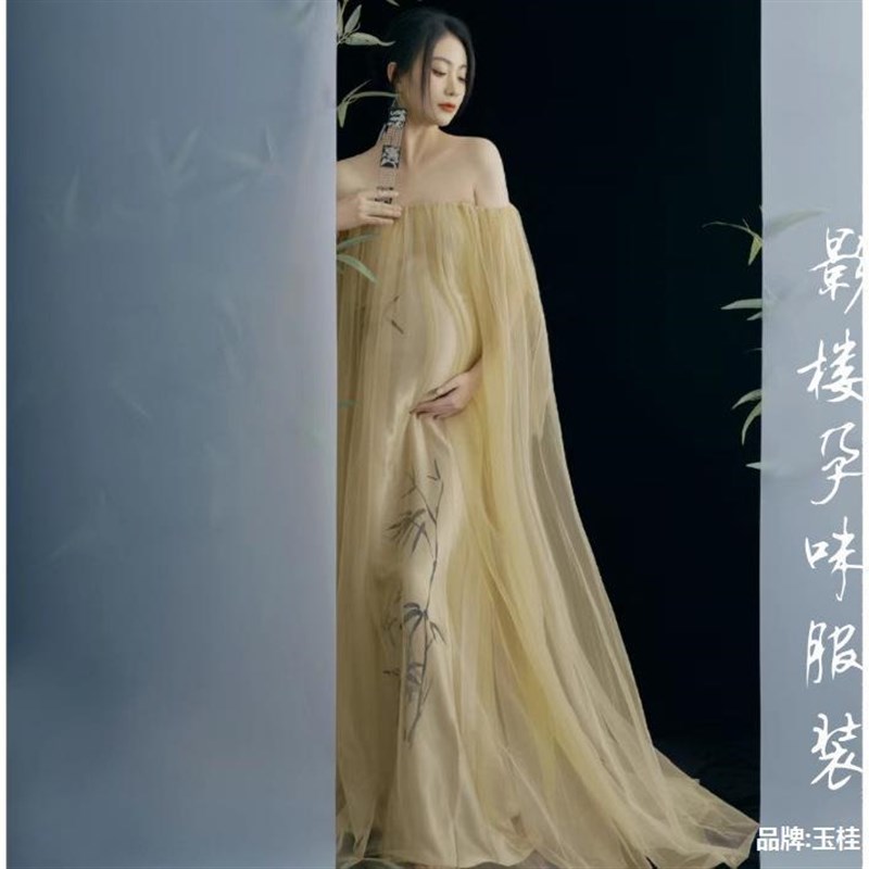 速发新款裙尚个性孕妇拍礼服装影楼摄影孕妇连衣时艺术照孕期照服