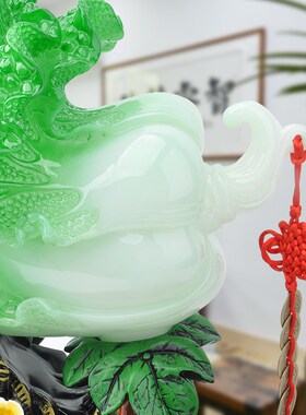 速发百财如意玉白菜摆件客厅招财金蟾装饰工艺品摆件店铺开业大吉