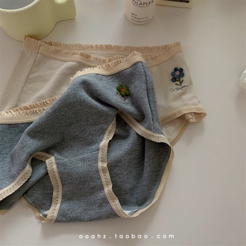 速发立体插花拜耳感 腰毛亲肤可爱仙气保暖中磨少内裤
