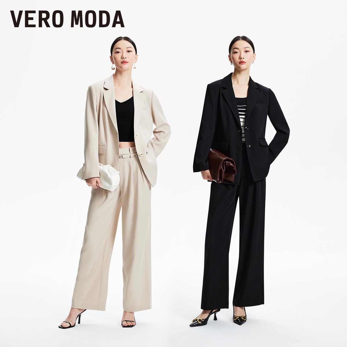 Vero Moda西装西裤套装女2024春夏新款垫肩直筒长袖通勤气质韩系
