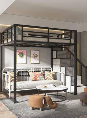铁艺高架床上床层下空单上户小型省空阁楼上下铺公间寓高低07152