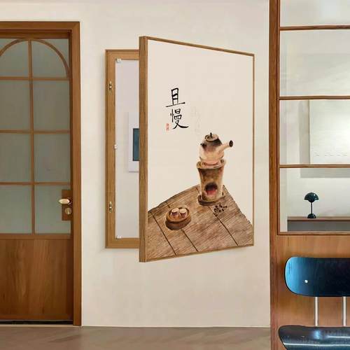 碗烟火表箱装饰新中式餐厅画配电箱遮挡推拉画总电一控开BQX062BQ