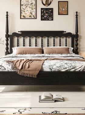 法式莎复古温床美式实LJK木床高柱中床.米双人古卧家具.米主婚床