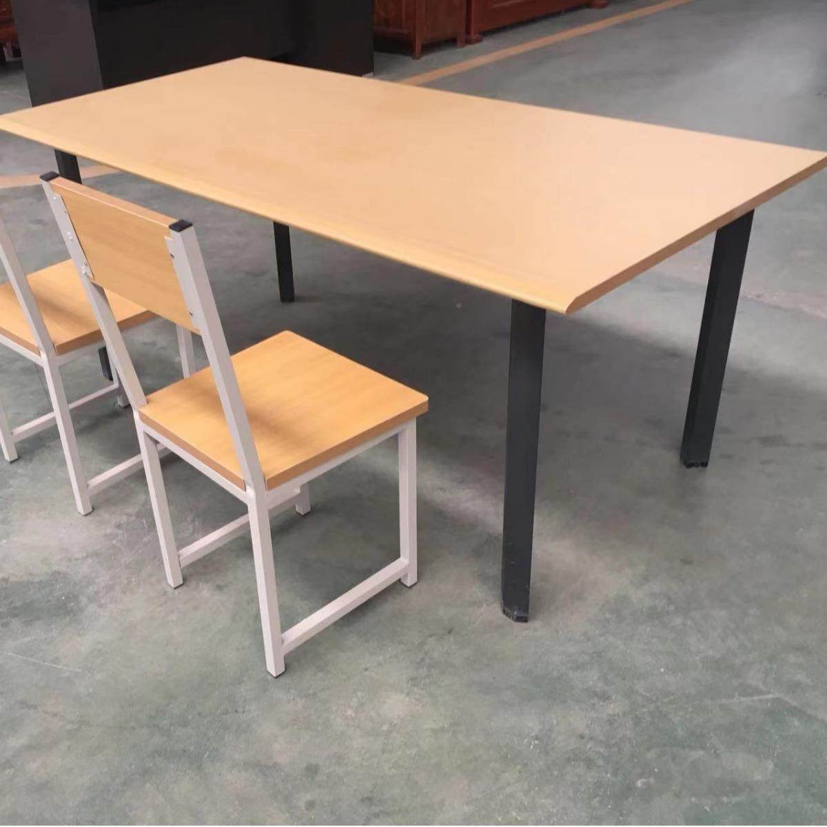 钢桌钢木品阅览桌钢木餐桌源头工厂木质优良可批防火板餐量供货