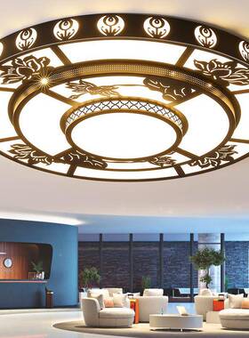 客厅灯025e年新款现2代简约大气智能中式大圆灯黑色1.米ld882吸顶