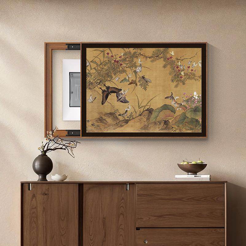 中遮式古风电箱装饰画百画蝶图弱配电箱挂新款表电源开关HSF盒挡