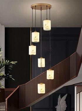 梯5876现代新复中式式楼吊灯楼梯灯楼间新别墅旋转楼梯间楼梯长吊