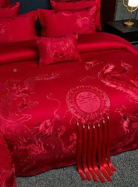 床上四棉件套婚刺绣被套140S庆全床笠结婚婚新礼人111007/1婚房中