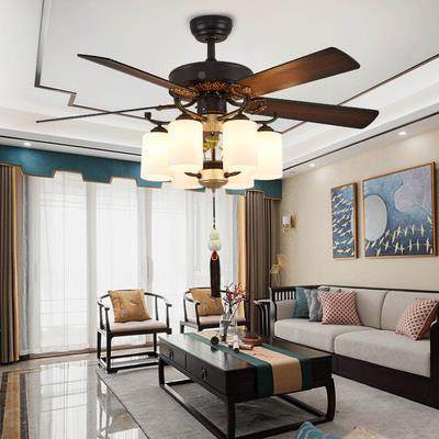 吊茶扇灯新中式家用餐厅风扇灯客厅卧SX608扇酒楼楼吊灯电可室调,家装灯饰光源,风扇灯,淘宝优惠券,粉丝福利购,淘宝优惠卷