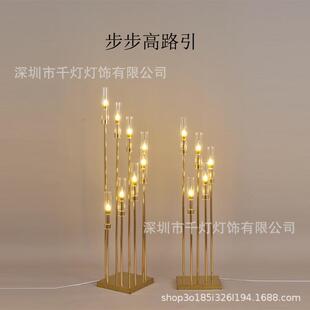 新品 CWV路引 电镀金色饰布花管路引梅婚礼步步高升烛台T台置舞台装