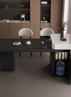 简约岛台桌一体QLN伸缩岩板代小户家用多功能型现餐实木吃饭泡茶