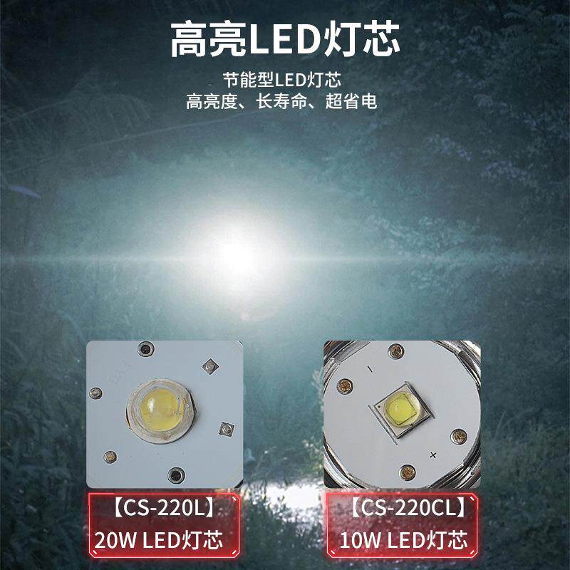 新佳强光GS-220CL可充电式L探ED聚光射功手提照灯大率灯泡户外远