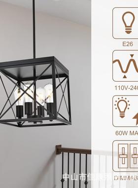 货源美天20996花灯乡村吸工业风铁艺楼梯过灯道玄关式顶灯