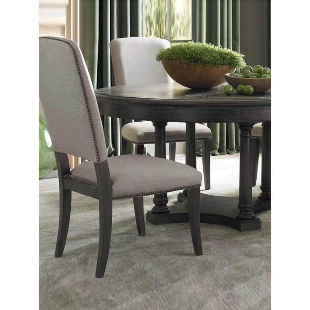 美式乡村实复木古餐桌法式欧式木做旧圆形餐桌厅无品牌/实伸缩六