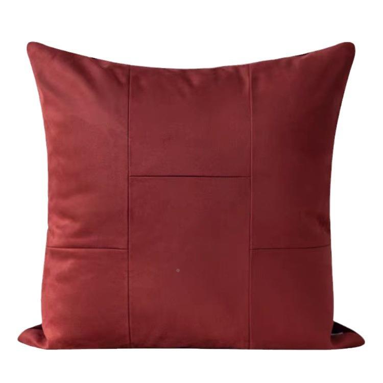 现代简约酒店样板间皮抱枕字褶十PUNFM靠包轻奢沙发靠客厅垫方枕