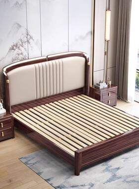 婚VSQ新中式金木乌1.8M实储木床简约大气双人主卧床中式别墅物高