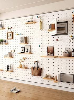 挂洞木洞板订作入户玄关置物收纳架XUC幼架儿园实洞洞墙装饰展示