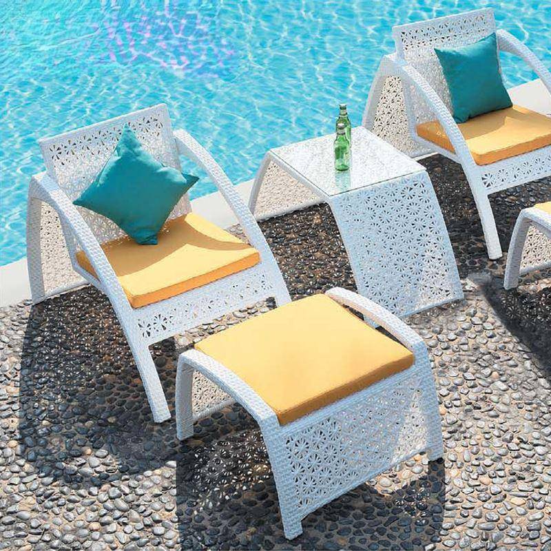 户外躺椅外天泳391池藤编桌椅三件套酒室店墅庭露院别阳台休闲椅