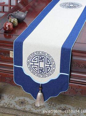 新中RKC式餐桌桌旗布绣茶几长条旗布艺餐边柜刺茶席茶台床旗