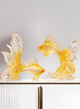 ZH-347Y简约轻柜奢酒柜年年有鱼搭摆件软装配装套客厅电视玄关样