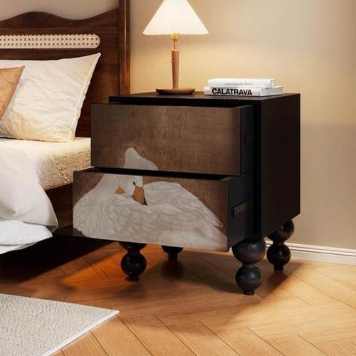 法式复古床双头家用风卧室实柜木按压门1床头柜客厅收纳储物柜立