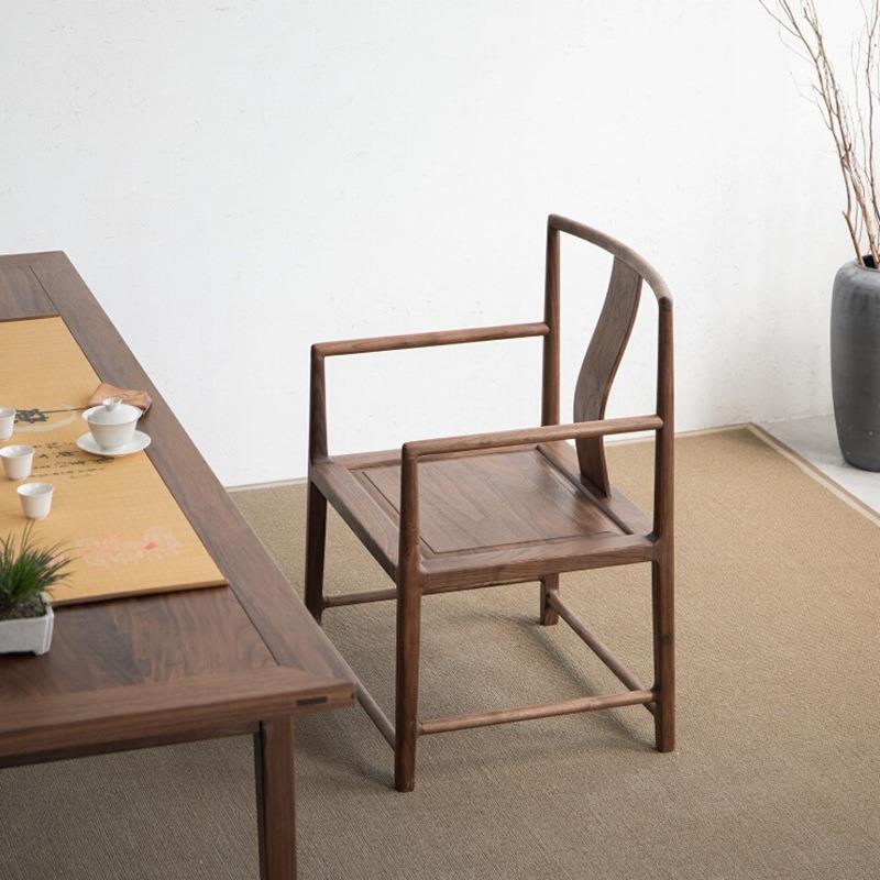 新中式茶桌椅茶椅官帽椅太师椅明式圈椅靠背椅扶手椅皇宫椅实木椅