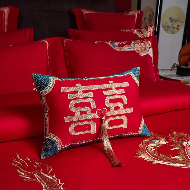 新款婚庆刺绣四件红hft套大色1喜庆结婚床上用品婚礼人高档送20支