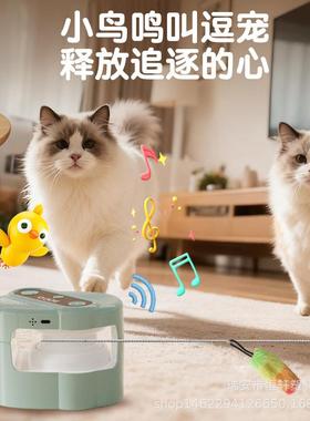 具新品玩智能嗨解闷电动绕绳感应猫咪自自带DET小鸟鸣叫声宠物用