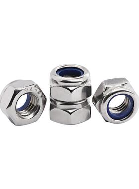 BVVDN98东明304不锈钢厚防松螺母加六角蓝色尼龙圈锁紧螺帽M4I-2M