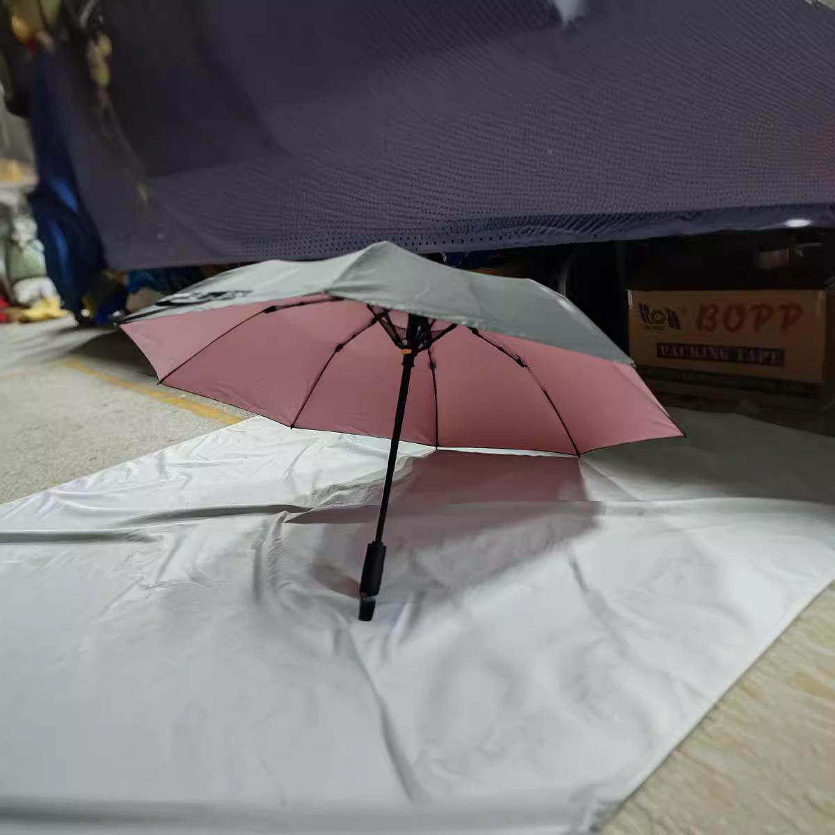 带风户扇叠折雨伞超薄防晒质感伞面凉外遮阳清夏天2600mahVPA充电
