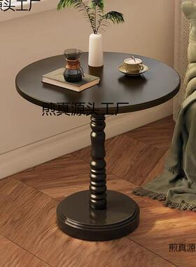 简约复古床客厅边几沙发边柜小茶几钢头柜置物架OZP黑圆色小桌加